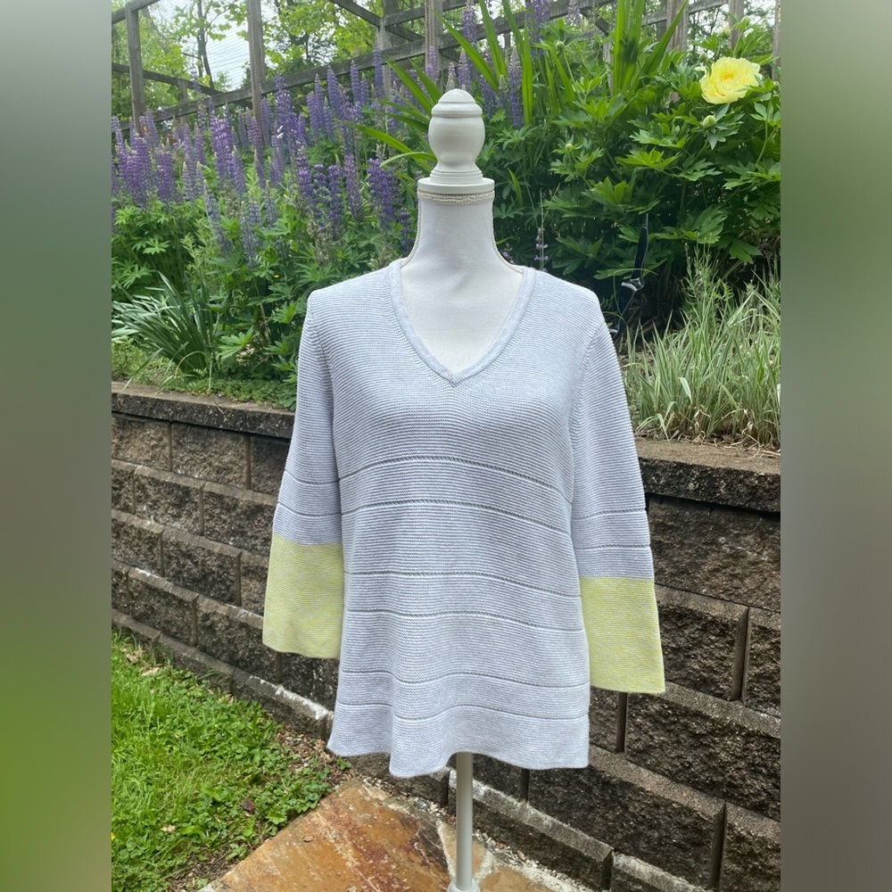 Kinross Sweater Knit Pullover V Neck Cotton  Ombre Size Medium M